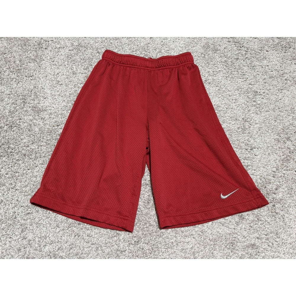 Nike Youth Boys L Shorts Red Dri-FIT Mesh Athletic Basketball